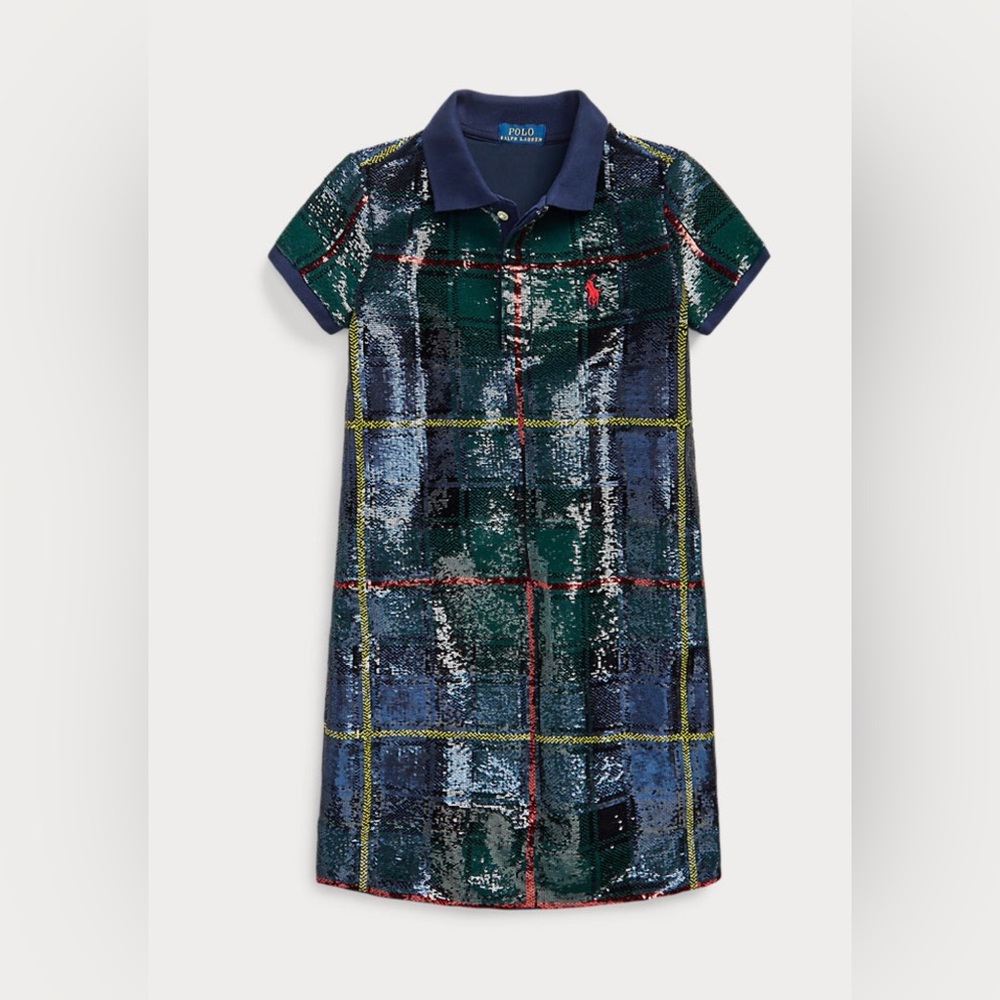 Ralph lauren girl sequin plaid dress size L 12/14